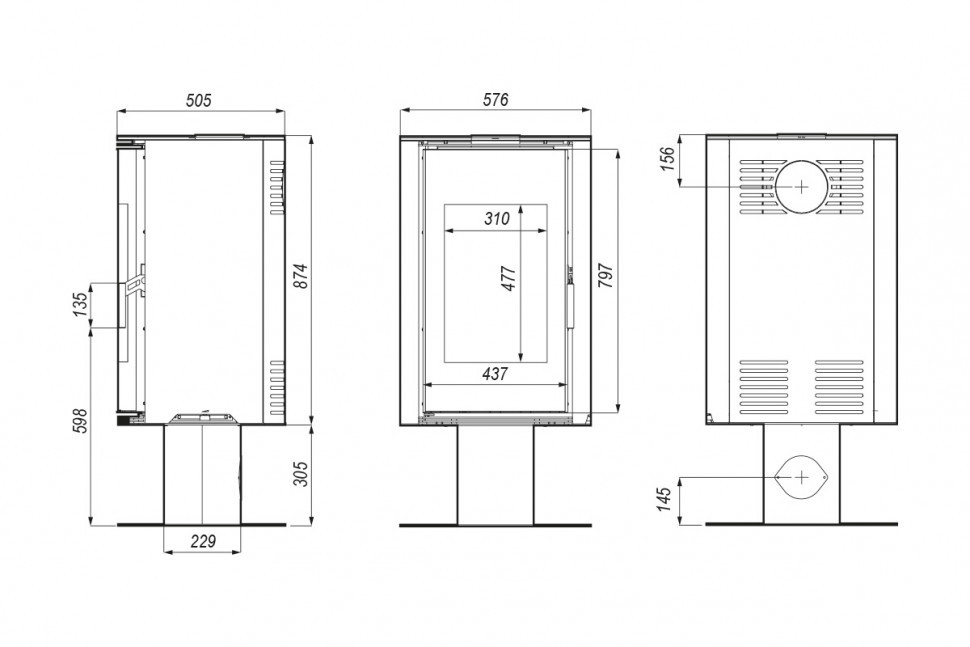 Печь DEFRO HOME ORBIS TOP, белая сталь