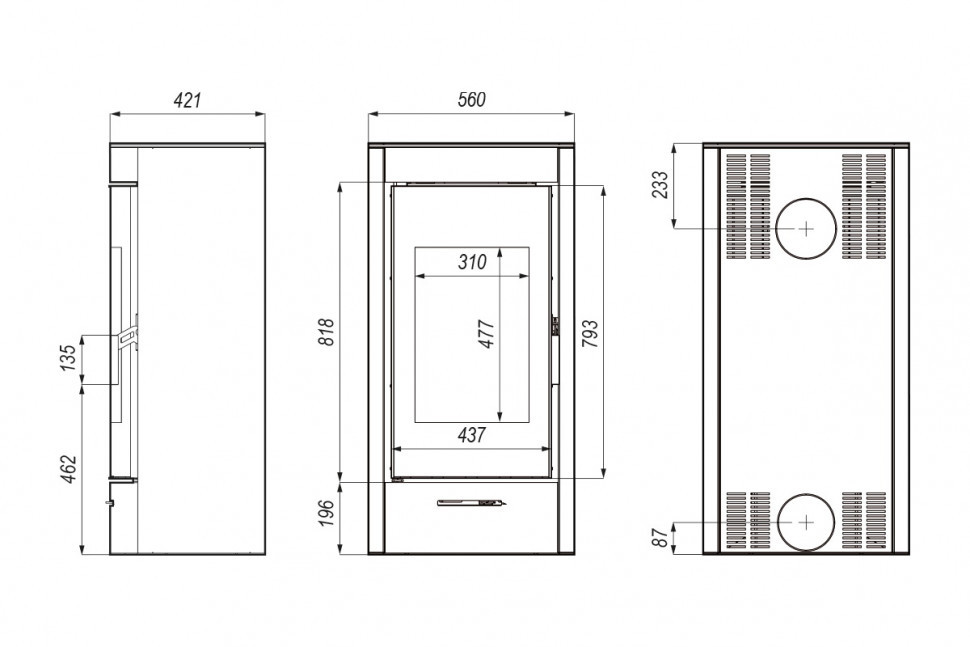 Печь DEFRO HOME ORTI, черная сталь
