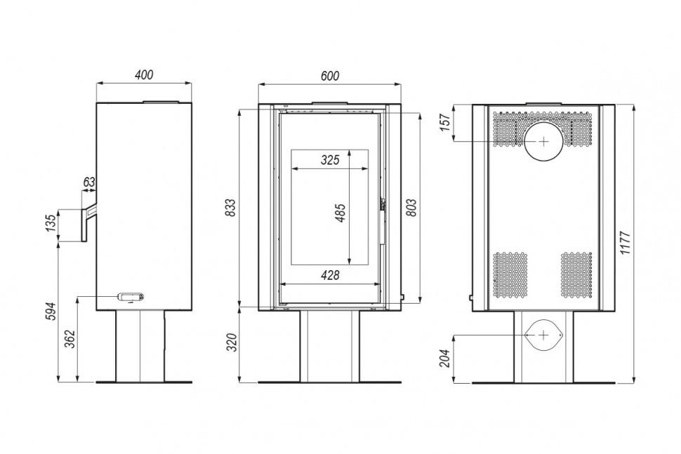 Печь DEFRO HOME SOLUM TOP, черная сталь