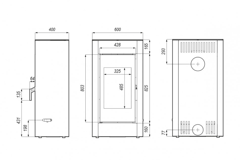 Печь DEFRO HOME SOLUM, черная сталь