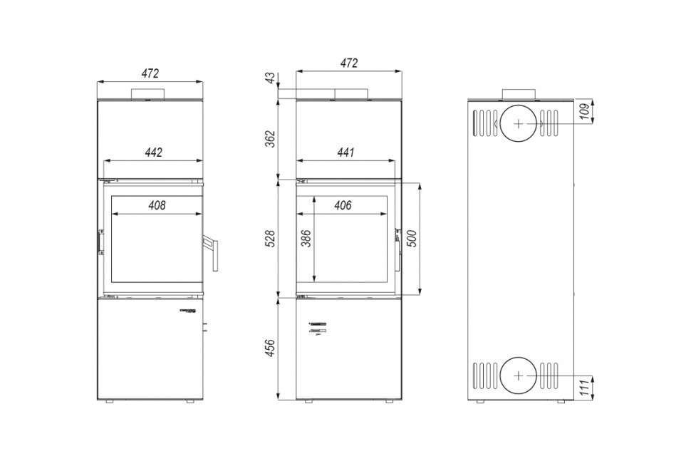 Печь DEFRO HOME QUADROOM, белая сталь