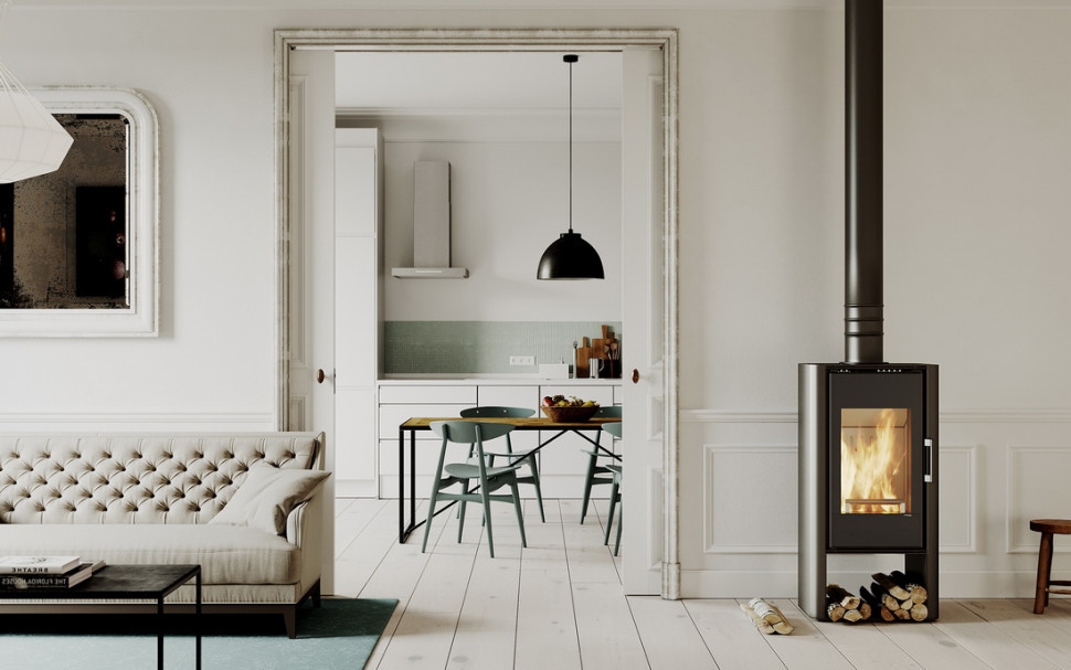 Печь DEFRO HOME QUADROOM, белая сталь