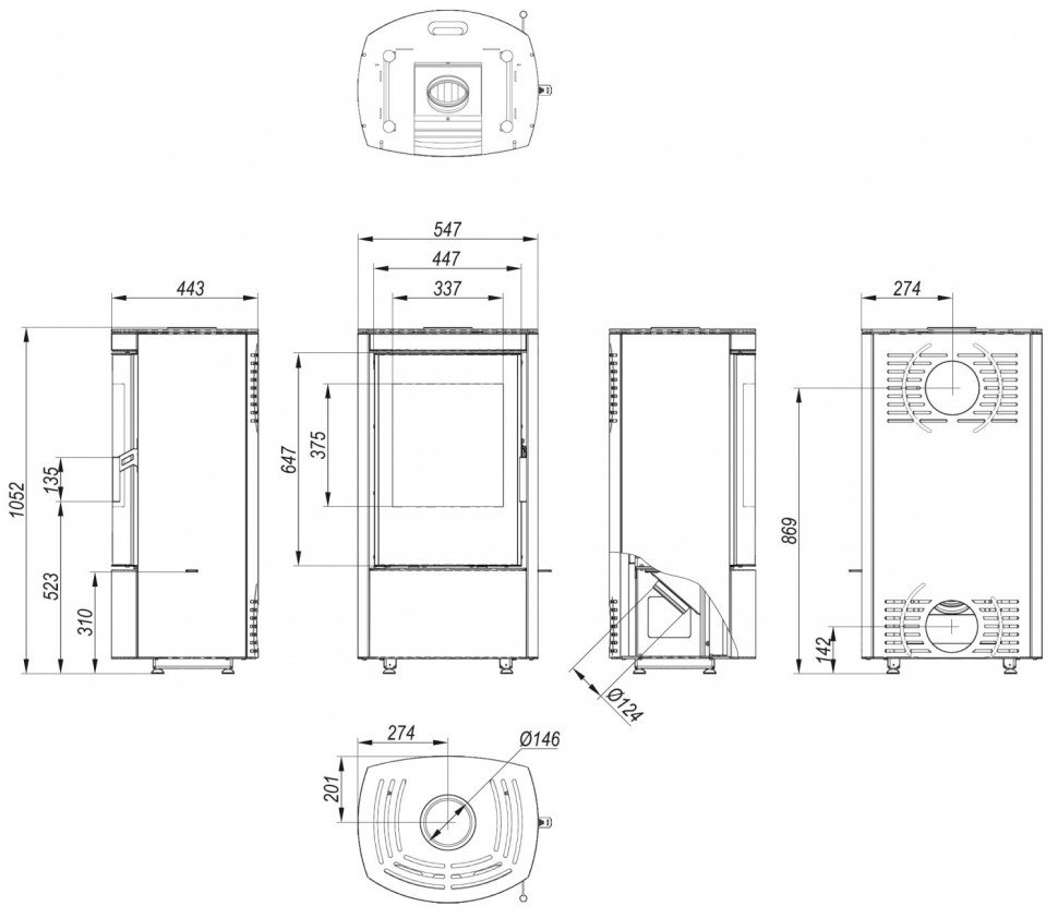 Печь DEFRO HOME CERES, черная сталь