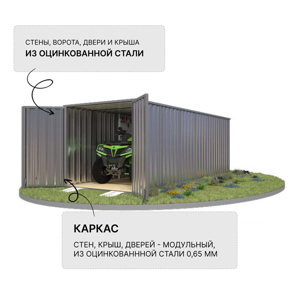 Контейнер SKOGGY секционный с плоской крышей 6х2 м