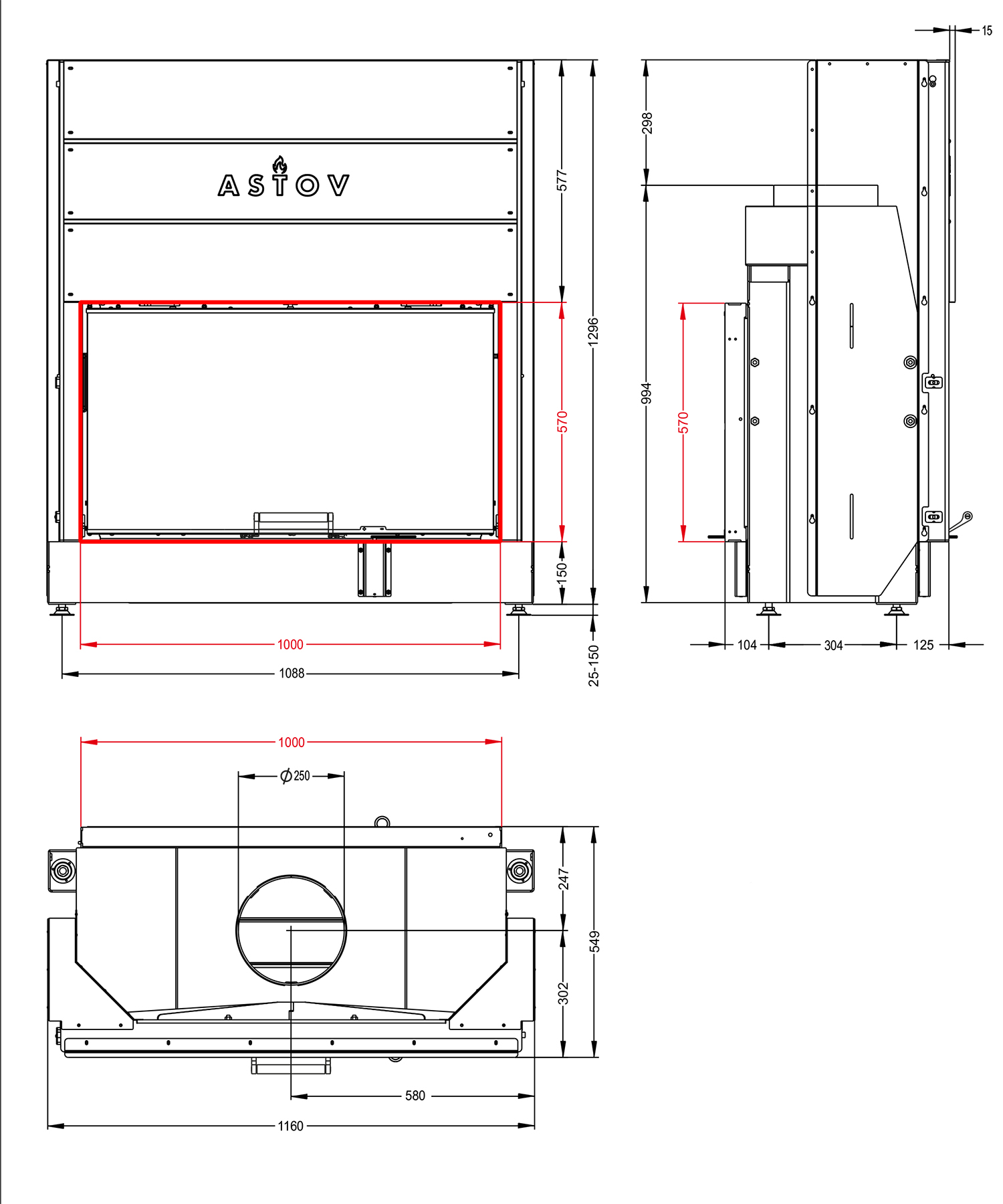 Каминная топка Astov ПТ 10057